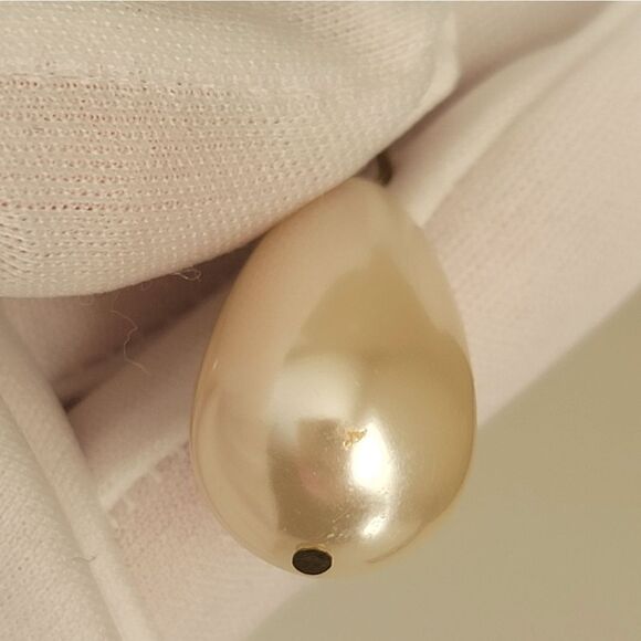 Earrings Goldtone Faux Pearl Teardrop Earrings #554 - Picture 11 of 11